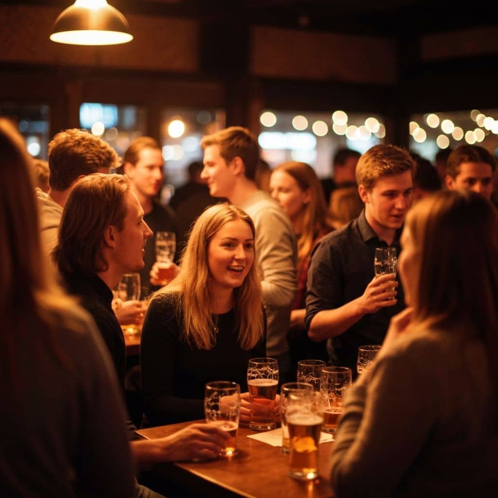 Pubmingel i bakgrunden